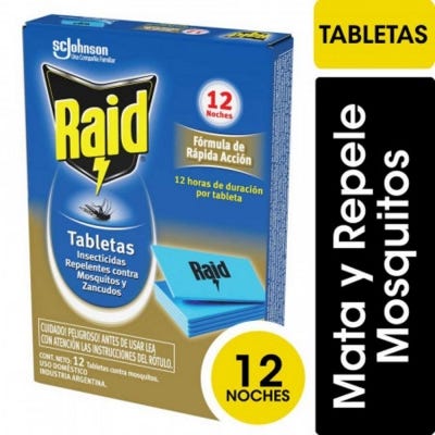 Tabletas Para Mosquitos Raid Rápida Acción x12un