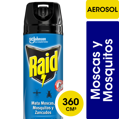 Insecticida Raid Mata Moscas y Mosquitos x360ml