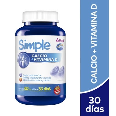 Simple Suplemento Vitamínico Calcio Mas Vitamina D x60Cmp 