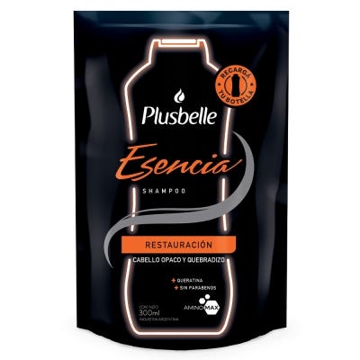 Shampoo Plusbelle Esencia Restauración Amino Max Doy Pack x300ml