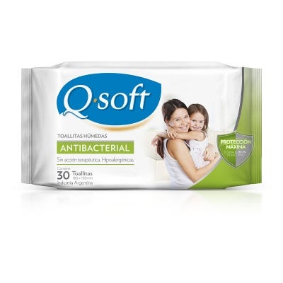 Toallas Húmedas Antibacterial Q-soft Flow Pack x30un