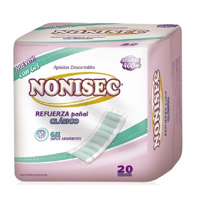 Apósito Nonisec Refuerza Pañal Clásico Con Gel x20u