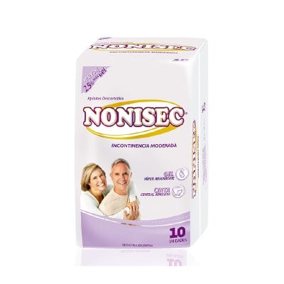 Apósito Nonisec Para Incontinencia Moderada 25% + Gel x10u