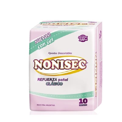 Apósito Nonisec Refuerza Pañal Clásico Con Gel x10u