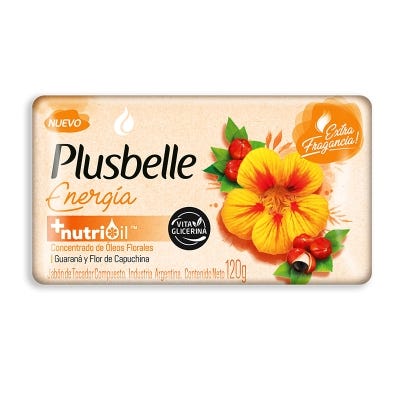 Jabón De Tocador Plusbelle energía Vita Glicerina Extra Frag x120gr