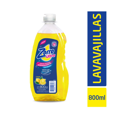 Detergente Zorro Limon C/Glicerina Botella x800ml