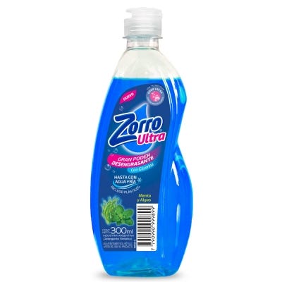 Detergente Zorro Ultra Con Glic Menta & Alga x300ml