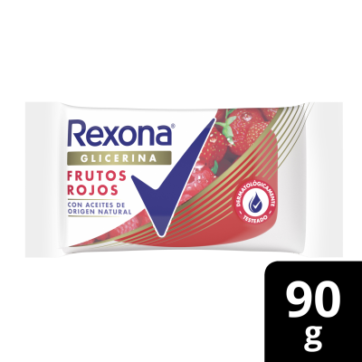 Jabón De Glicerina Rexona Frutos Rojos Dermatológicamente Testeado x90gr