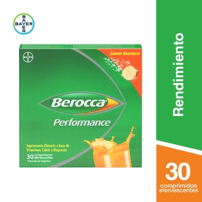 Berocca Suplemento Vitamínico x 30 Cmp Performance Efervescente Vitaminas, Calcio Y Magnesio