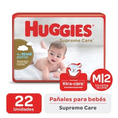 Pañales Huggies Supreme Care Maxi Talle M x22un