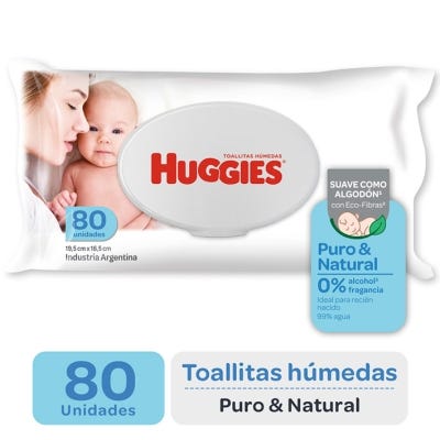 Toallas Húmedas Huggies Puro y Natural x80un