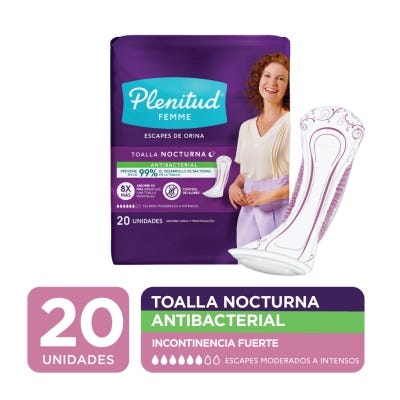 Toalla Incontinencia Plenitud Femme Nocturna Sin Alas x20un