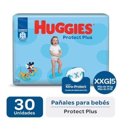 Pañales Huggies Protect Plus Jumbo Talle XXG x30un