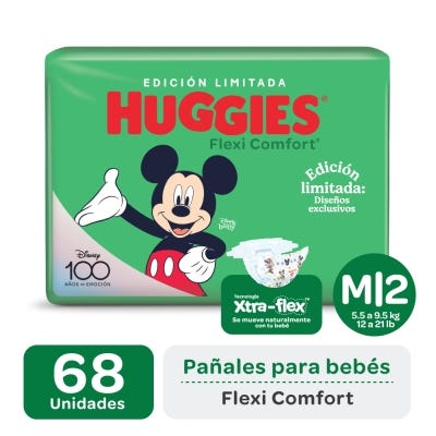 Pañales Huggies Flexi Comfort Talle M Edicion Limitada x68un