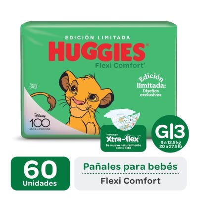 Pañales Huggies Flexi Comfort Talle G Edicion Limitada x60un