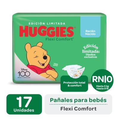 Pañales Huggies Flexi Comfort Talle RN Edicion Limitada x17un