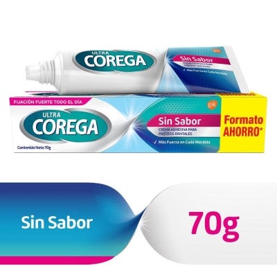 Crema Adhesiva Ultra Corega Sin Sabor x70gr