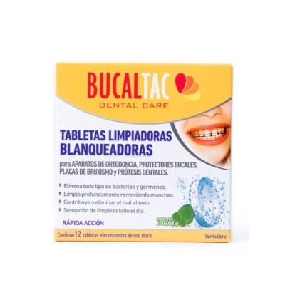 Bucal Tac Tabletas Limpiadores Efervecentes x12U