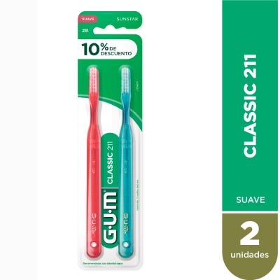 Cepillo Dental Gum Classic 211 Suave x2un