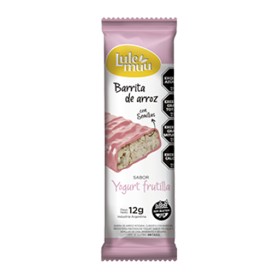 Lulemuu Barra De Cereal x12gr Arroz Bañada C/Yogurt Frutilla