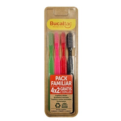 Cepillo Dental Bucaltac Eco Friendly Pack Familia x4