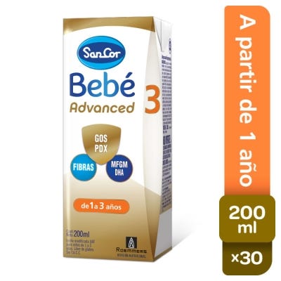 Leche Infantil Sancor Bebe ADVANCED 3 brickx 30 x200ml