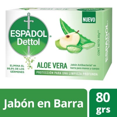 Jabón Antibacterial Espadol Aloe Vera x80gr
