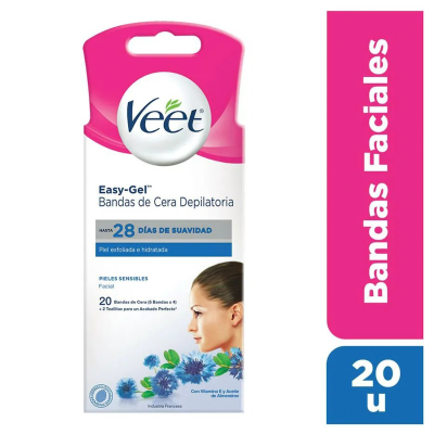 Banda Depilatoria Veet Facial Piel Sens.Easy Gel x20un