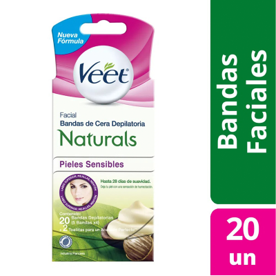 Banda Depilatoria Veet Facial Naturals Piel Sensible x20un