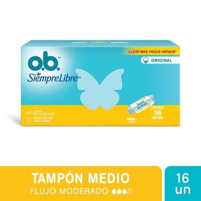 Tampones O.b. Siempre Libre Medio x16un    