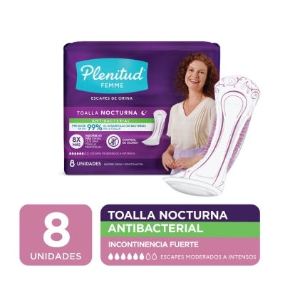 Toalla Incontinencia Plenitud Femme Nocturna Sin Alas x8un