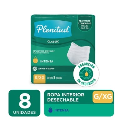 Ropa Interior Descartable Plenitud Classic g/xg x8un