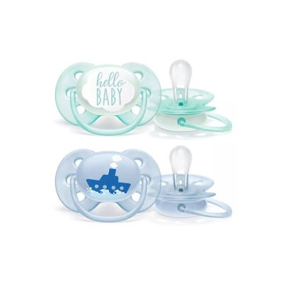 Chupete Avent Ultra soft 0-6m Azul-Verde x2