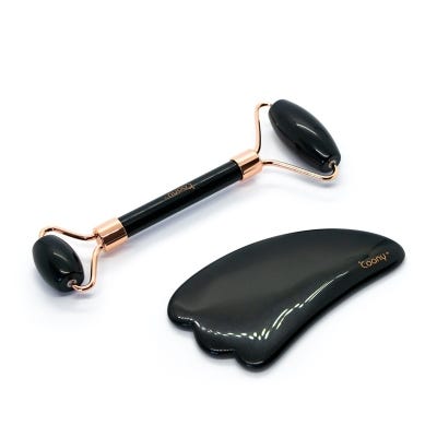 Set Coony Roller+Guasha Black Obsidian