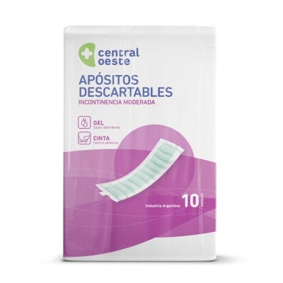 Toallita incontinencia moderada con cinta adhesiva x 10 unidades