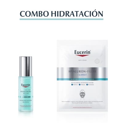 Combo Eucerin HYALURON-FILLER + 3x Effect Gel facial Hidratante y Anti-edad 30 ml + Máscara intensiva antiedad 1 unidad