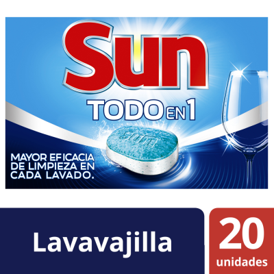 Tabletas Sun Para Maq. lavavajillas 3 en 1 x20Un