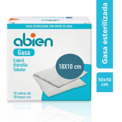 Gasa Abien Esteril 10 Sobres De 10 Trozos