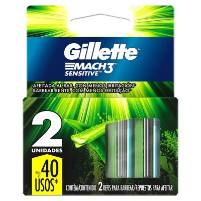 Cartuchos Para Afeitar Mach3 Sensitive x2un
