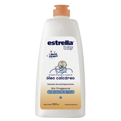 Oleo Calcareo Estrella Baby Sin fragancia Con extracto de Algodon x500ml