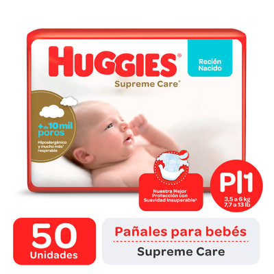 Pañales Huggies Supreme Care Talle P x50un