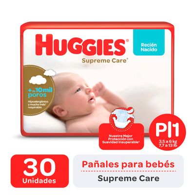 Pañales Huggies Supreme Care Talle RN x30un