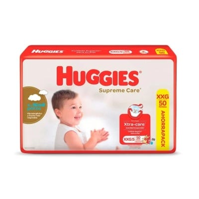 Pañales Huggies Supreme Care Ahorrapack Talle XXG x50un