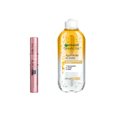 Kit a Prueba de Agua Maybelline & Garnier Sky High WTP + Agua Micelar Bifasica