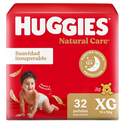 Pañales Huggies Natural care xg x32un