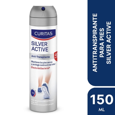 Desodorante Antitranspirante para pies Curitas Silver Active x150 ml