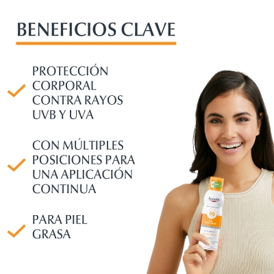 Protector Solar Eucerin Sun SPF50 Spray Transpa Toque Seco x 200 ml