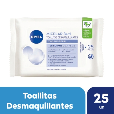 Toallitas Limpiadoras 3 en 1 NIVEA MicellAir x 25 unidades