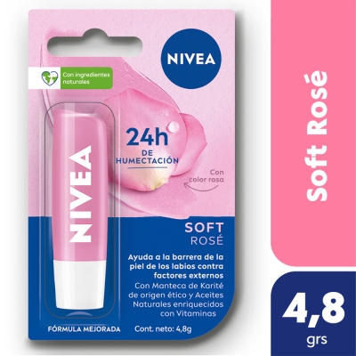 Protector Labial Humectante Nivea Soft Rosé x4,8 gr