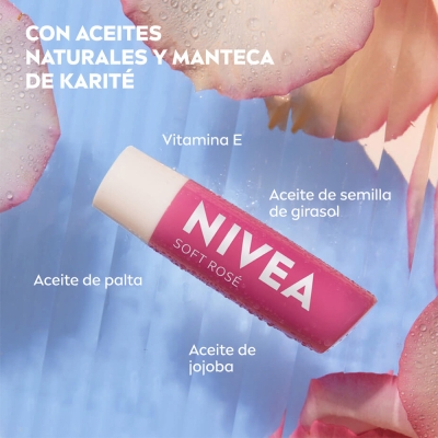 Protector Labial Humectante Nivea Soft Rosé x4,8 gr